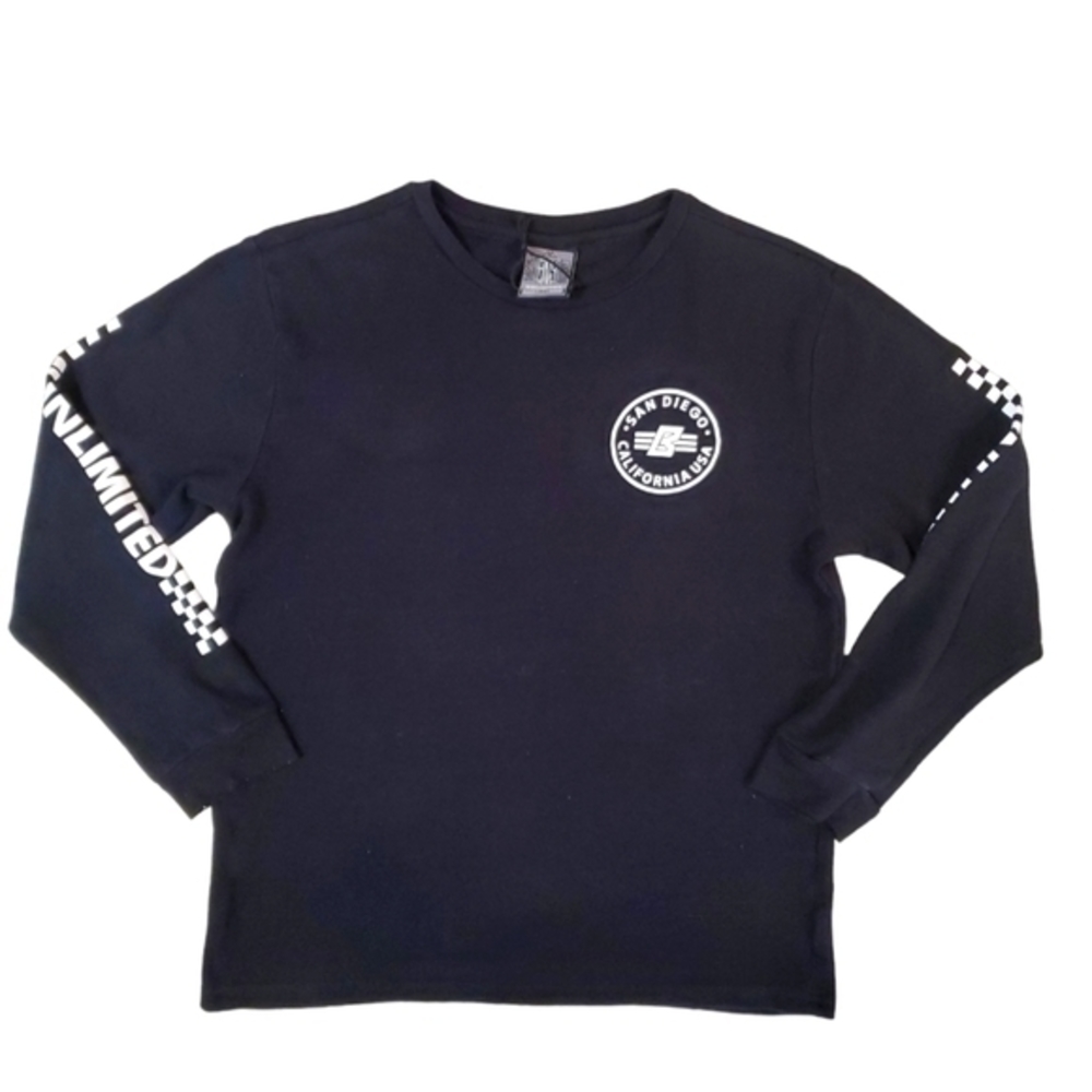 BNY Unlimited Women's Black Checkerboard Pullover Sweatshirt Large